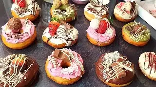Королевские пончики с рубиновым кремом | Кокосовый крем фисташковый крем | Nutella