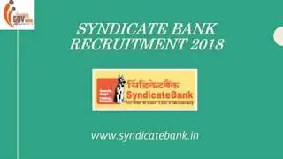 Syndicate Bank Recruitment 2018