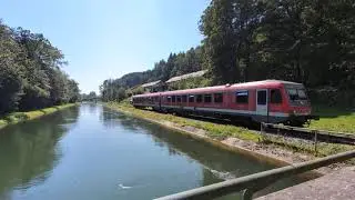 Regionalbahn entlang der Alz Ri. Schalchen (Oberbayern) mit Hupsignal (2)
