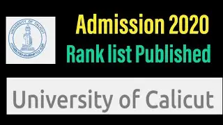 Calicut University Admission 2020 Ranklist Published