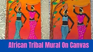 African Tribal Mural On Canvas#Mural painting on canvas#Tribal Art on Canvas