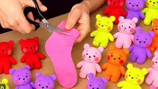 Handmade sock teddy Bear🐻no sewing machine Needed/super easy &Quick