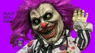 SPIRIT HALLOWEEN 2020 MODEL HUGZ THE CLOWN DOLL DEMO