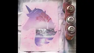 Unicorn , Licorne (glow in the dark) - SPRAY PAINT ART tutorial by Ucuetis