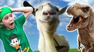 A CABRA MALUCA VIROU UM T-REX NO GOAT SIMULATOR!!