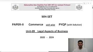 MH SET Paper II (Unit-9) Legal Aspect of Business | Unit wise PYQPs Explained