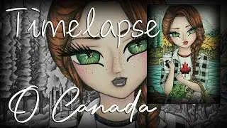 Adult Coloring - Timelapse - O Canada - Whimsy Girls Around the World by Hannah Lynn ♥
