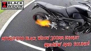 #186 MT09/FZ09 Black Widow 200mm Exhaust Review and Sound!