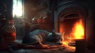 Deep Sleep & Relaxation: Cat Purring by a Crackling Fireplace (2 Hours ASMR)