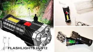 Flashlight rechargeable LED powerful Hy912 - Usb rechargeable FLASHLIGHTS / Unboxing