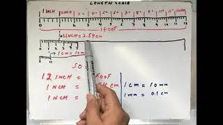 LENGTH WITH RULER SCALE FOOT,INCHES,CENTIMETRES & MILLIMETRES.