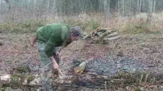 Log splitting with a small bushcraft axe
