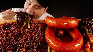 입맛 돋구는 짜파게티와 파김치, 킬바사소세지 먹방~!! Jjapaghetti, green onion kimchi, kielbasa sausage
