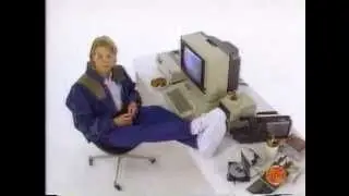 Encyclopedia Britannica ad with nerd and Apple computer 1990