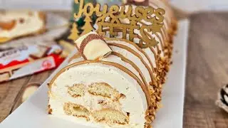 B&ucirc;che Kinder Bueno White sans cuisson 🍫 | Recette facile, rapide et ultra gourmande pour No&euml;l 🎄