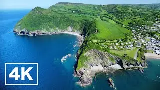 4K Devon Coast from the air, with Relaxation Nature Sounds #nature #drone #treadmill #combemartin
