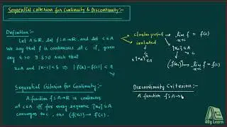 18 | Sequential Criterion for Continuity & Discontinuity | Explanation | Hindi