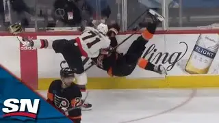 Senators' Ridly Greig Knocks Rasmus Ristolainen's Helmet Flying With Huge Hit