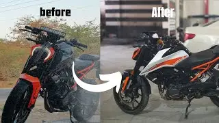 Modification and white wrap 390 #Duke200 #390Vibes #BlockWrap #WhiteWrap #KTMIndia #KhushalRides