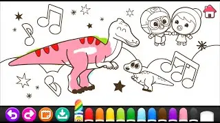 26 Mewarnai Pororo Dan  Dinosaurus | Pororo Dinosaur Coloring Painting Drawing Art