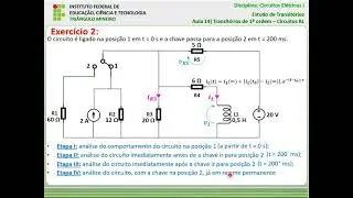 Transitórios - Aula 14: Exercício Resolvido sobre Transitórios de 1ª Ordem - Circuitos RL