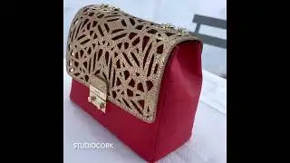 Red Cork Crossbody Bag Gold Texture Flap - StudioCork