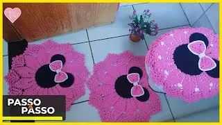 jogo de banheiro MINNIE e MICKEY PASSO A PASSO/ tapete da pia