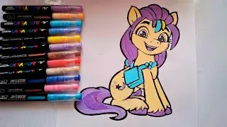 ASMR Relaxing Coloring Video. Cute Pony Drawing with Markers 🦄✨ | Colorful Cartoon Art Process
