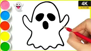 How to draw a ghost 👻 drawing | Draw a ghost 👻 | Easy Step by Step ghost drawing | Ghost colour 