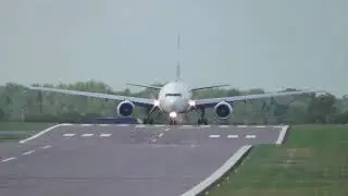 Mad View of Med View Nigeria Boeing 777 CS TFM takeoff Cambridge Airport UK 4sep17 554p