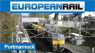 Irish Rail 071 locomotive 082 + HOBS wagons ballast train - Portmarnock Station
