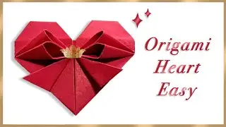 Origami heart easy | origami heart tutorial | origami heart with bow | Gift Wrapping Land