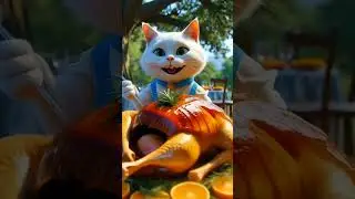 White Cat and Roast Duck Special#shortsvideo #cat #catcooking #ai