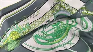 16mm Silk Twill Double Sided Printing Scarf with Hand Rolled Hem