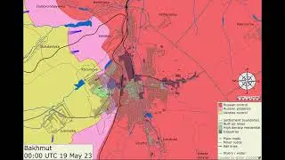 Bakhmut May 2023 time lapse - Russian progress over the year so far
