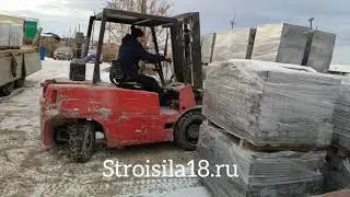 Погрузка брусчатки ООО Стройсила в зимнее время