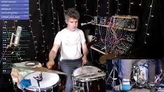 Drumming to 0-CTRL seqence. Kick triggers modulations | #josiahwolfmusic on #Twitch