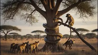 Wildlife Clash in Africa 🌍🔥 | Giant Snake, Curious Baboons & Hyenas in 4K