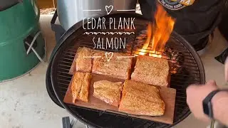 Cedar Plank Salmon on the Weber Kettle . #unclestevesshake