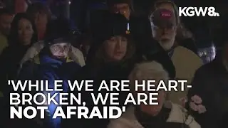 Dozens come together for vigil near Portland site where federal officers shot couple