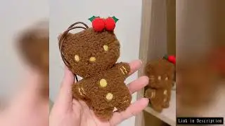 1-20PCS Anime Style Leather Keychain with Christmas Gingerbread Man and Cute Cat Backpack Pendant fo