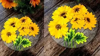 SUNFLOWER 🌻 Painting || Acrylic Painting On GLASS || Easy Technique