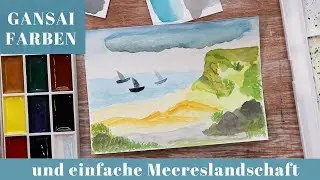 Meereslandschaft für Anfänger mit tollen Gansai Farben - Swatching und Paint with me