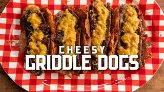 Cheesy Griddle Dogs are INSANE | Yoder Smokers Cast Iron Griddle