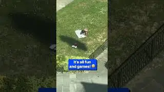 Crane operator messes with sunbather
