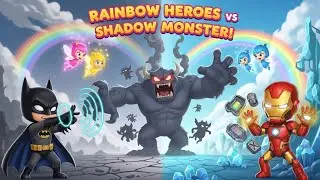 Batman Kid and Iron-Man Kid Rescue the Rainbow Rocket and Restore a Magical World Adventure