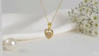 22CT Gold Plated Silver 92.5 Purity Heart Pendant with Box Chain 18 Inches for Women by