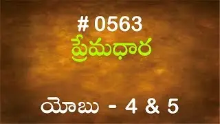 #TTB యోబు 4 & 5 (#563) Telugu Bible Study Premadhara