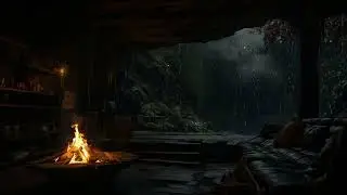 No Ads, Deep Sleep in a Cozy Cave 🌧️ Relaxing Rain & Fireplace Sounds After a Long Day 🔥😴