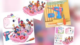 Plastic Electric Drill & Screw Set Design Unboxing | Fun Construction Toy for Kids!